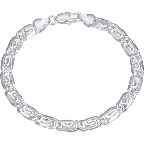 Hot Silver color chain bracelet 6MMX20CM fashion jewelry cool street style for men Top quality AB148