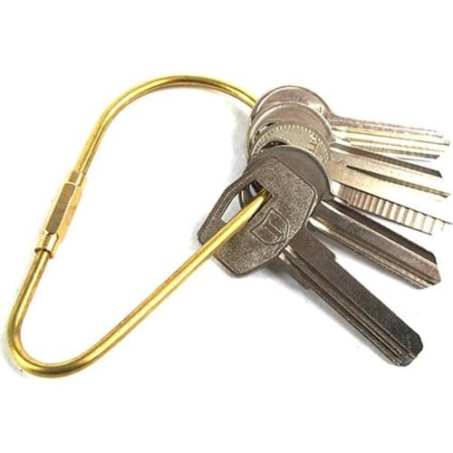 H925 High-quality pure copper hand - built outdoor creative brass key chain D-type deduction multi - functional storage