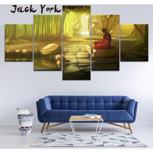 Canvas Painting Zen Gold by Llewellyn 5 Pieces Wall Art Painting Modular Wallpapers Poster Print Home Decor Free shipping