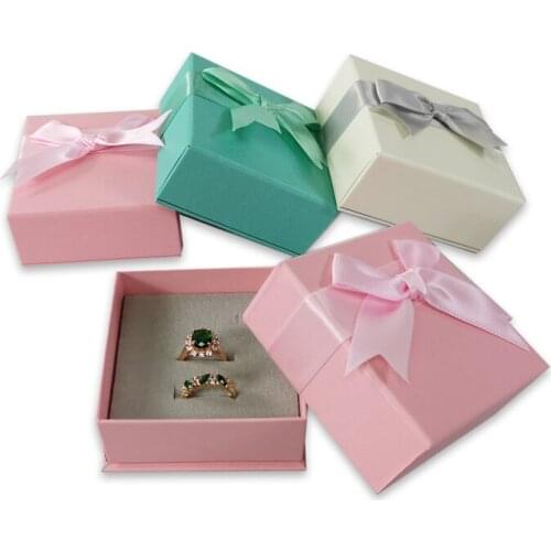 Jewelry Storage Box Earrings Necklace Gift Box Ring Gift Box Ring Holder Paper Ribbon Accessory Box 6Pcs/lot