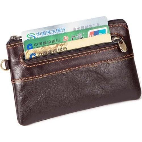 Men Women Genuine Leather Wallet Coin Purse Zipper Wallet Card Holder Vintage Zipper Credit Card Holder wallet