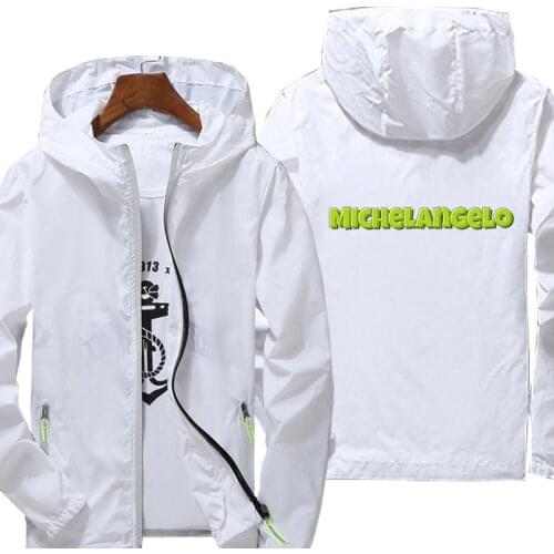 Jacket MICHELANGELO windbreaker print Streetwear Outwear Hoodie fashion Color Breathable Casualsportswear Zipper Unisex