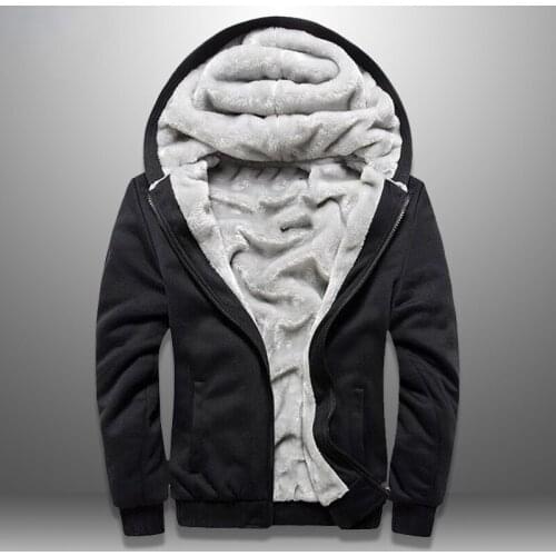 2021New Mens Sportswear Mens Fleece Jacket Thick Solid Bomber Jackets Men Slim Fit Hooded Coat Man Autumn Warm Tracksuit