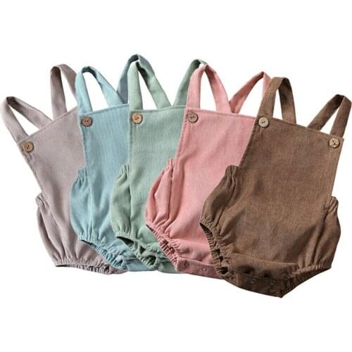 Baby 2020 Summer Clothing Newborn Infant Baby Boy Girls Bodysuit Jumpsuit Corduroy Clothes Backless Outfits