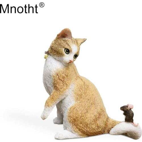 Mnotht 1/6 Chinese Pastoral Cat Model Yellow Tiger Spotted Pet Mini Toys Lovely Emulation for Action Figure Collection Gifts