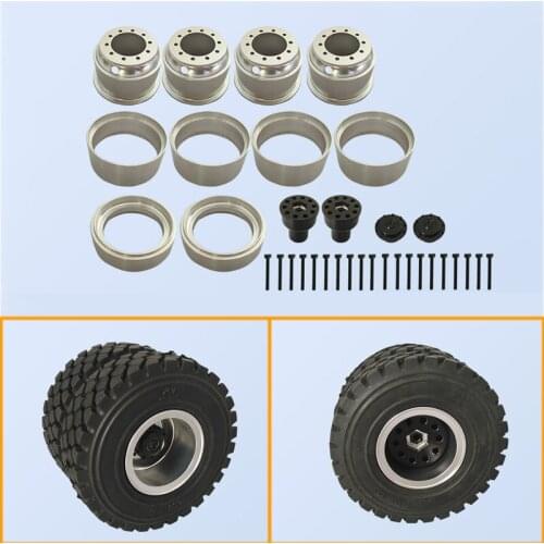 Metal Lock Tire Rear Double Wheel Upgrade for 1/14 Tamiya RC Truck Trailer Tipper Scania MAN Benz Actros Volvo Car Diy Parts