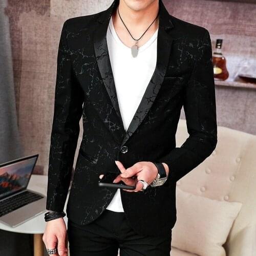 Men Fashion Single Button Blazer Brand Long Sleeve Casual Thin Suit Jacket 2020 New Embroidery Formal Coat Male Black M-3XL