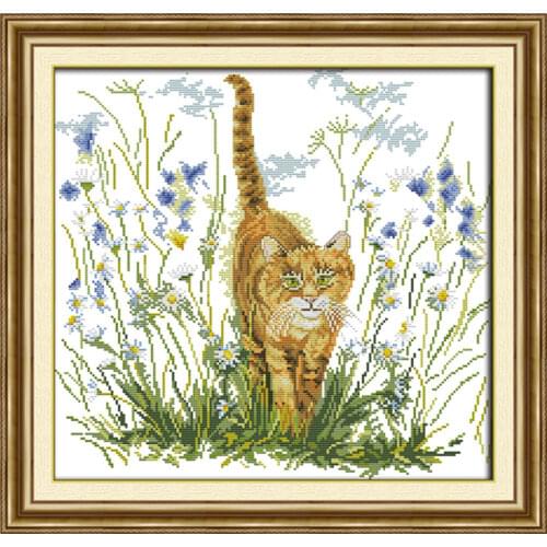 The cats warning cross stitch kit 14ct 11ct count print canvas hand sew cross-stitching embroidery DIY handmade needlework