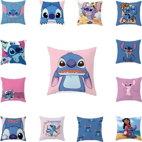Disney Lilo&Stitch series Stitch pillowcase Cartoon anime print sofa Childrens room pillowcase Interior decoration pillowcase