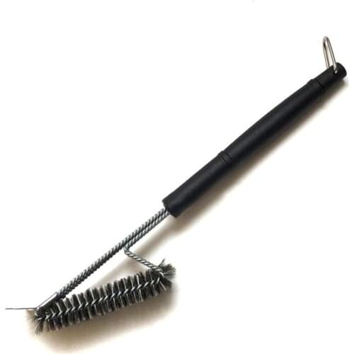 Stainless steel BBQ wire brush scraper three head BBQ brush oven grill with cleaning brush BBQ tool Outdoor Field Tool h2