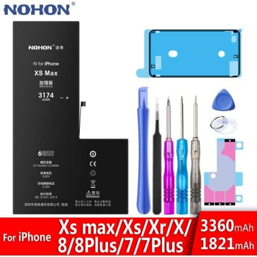 NOHON Battery For iPhone XS MAX XR X 8 7 Plus 7Plus 8Plus Original Replacement Bateria For iPhone7 iPhone8 High Capacity Batarya