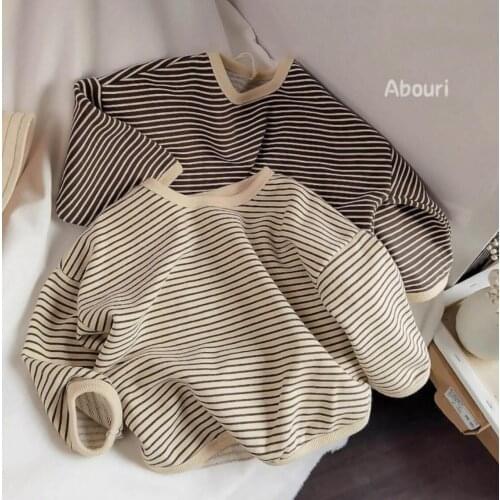 2021 new arrival girls boys striped sweatshirt autumn full sleeve casual cotton kids t-shirt