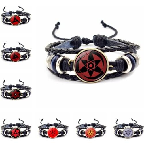 New Anime Hatake Kakashi Sharingan Cosplay Accessories Bracelet PU Leather Wristband Rinnegan Symbol Hand Strap Jewelry Props