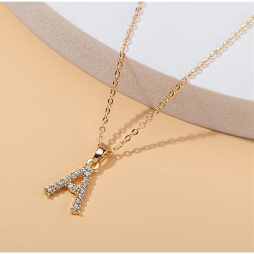 Cubic Zircon Alphabet emo Pendants Gold Color Copper Mini A-Z Letter Pendant Necklace Shinning 26 Initial Collares Jewelry