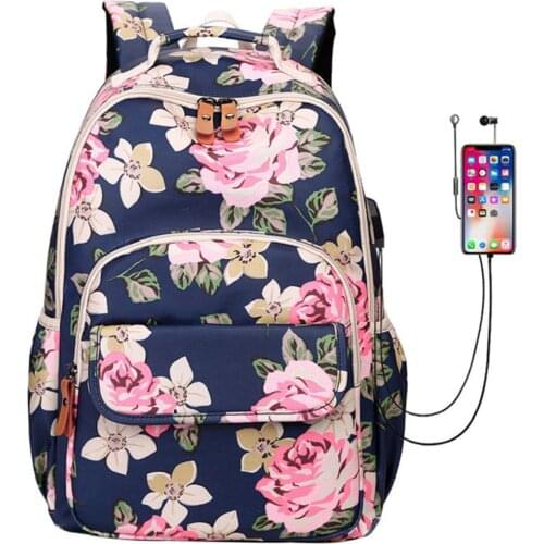 Hot USB Charging Laptop Backpack Women For Teenage Students Girls School Backpack Bag Printing Female Backpacks Travel Bagpack