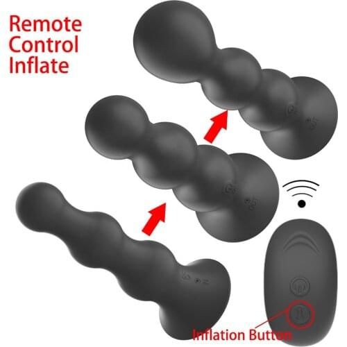 Expansion Anal butt Plug Vibrator Silicone Training Kit for Women Remote Control Male Inflatable adult Sex Toy prostate massager