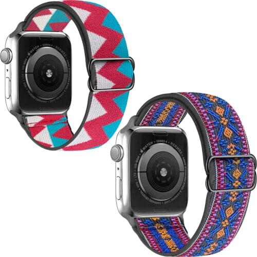 Scrunchie Strap for Apple watch band 44mm 40mm 38/42mm Adjustable Elastic Nylon solo Loop bracelet for iWatch series 6 5 4 3 Se