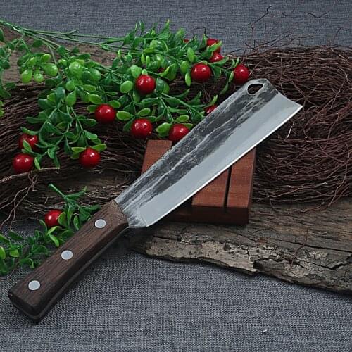 Hand forging Bone Chopping knife Kitchen Chef Butcher Knives with Wood Handle Chinese Knife Cleaver Cutting Outdoors Tools