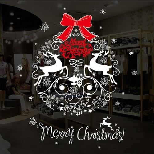 Merry Christmas Decoration Window Glass Display Stickers New Year Company Hotel Shop Showcase Decor