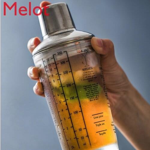 Glass Shaker with Scale Shaker Transparent Tea Shaker Cup Bar Cocktail Shaker Wine Bar Accessories Home Bars Cocktail Stirrer