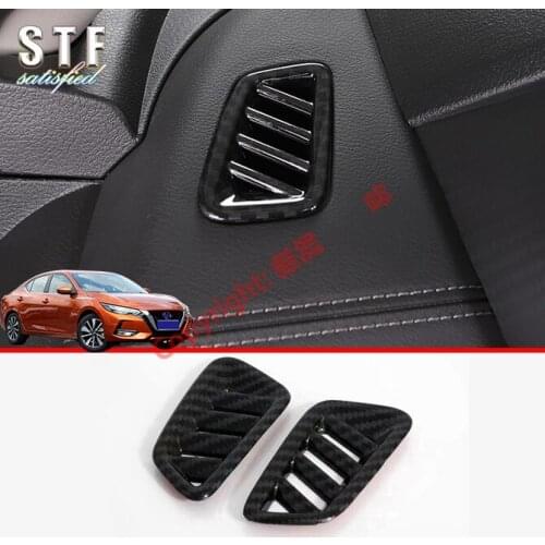Carbon Fiber Style Interior Upper Air Conditioning Vent AC Outlet Trim Cover For Nissan Sylphy MK14 2019 2020