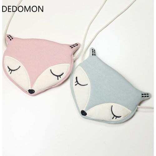 New Adorable Fox One Shoulder Diagonal Messenger Bag Coin Purse Cartoon Cloth Bag For Girl And Student Gift for Kids