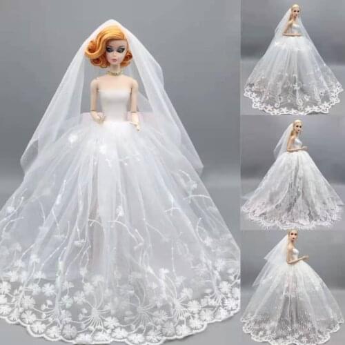 High Quality 1/6 BJD Doll Dress For Barbie Clothes Outfits White Floral Wedding Dresses Princess Gown 30cm Dolls Accessories Toy
