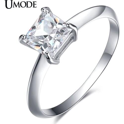 UMODE Trendy CZ Crystal Square Ring for Women Fashion Wedding Engagement Jewelry Anelli Donna Anillos Mujer Bijoux Femme AUR0404