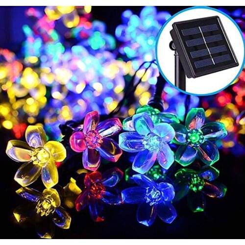 7M 50Leds Wedding Holiday Christmas String Lights Waterproof Peach Flower Garden Light Festival Party Supplies New Year Gifts
