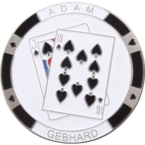 High quality low price carved poker logo coin high quality cheap painted metal coin