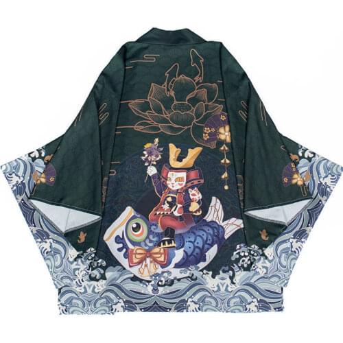 Japan Adult Kimono Yukata Cardigan Classic Anime Samurai Cosplay Costumes Summer Haori Streetwear Loose Unisex Cartoon Blouse