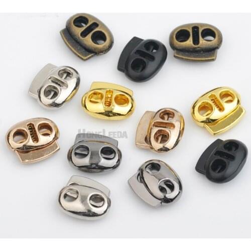 24 pcs / lot STP-007 oval metal alloy stoppers toggle cord locks Drawstring two hole nickle/Black/gold/bronze for 4mm bungee