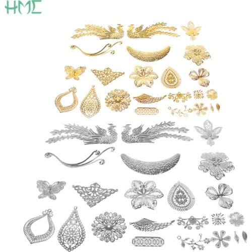 Butterfly Flower Leaf Charms Pendant Handmade Filigree Iron Crafts Connectors For Jewelry Making Findings DIY Earring Bracelet