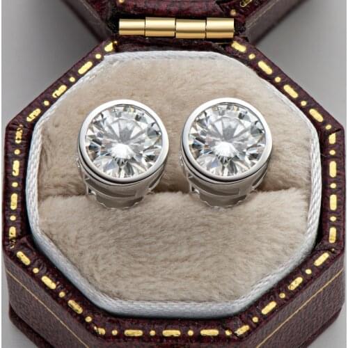 Trendy Real 0.5-1 Carat D Color Moissanite Stud Earrings For Women Bridal 100% 925 Sterling Silver Diamond Wedding Jewelry Gift