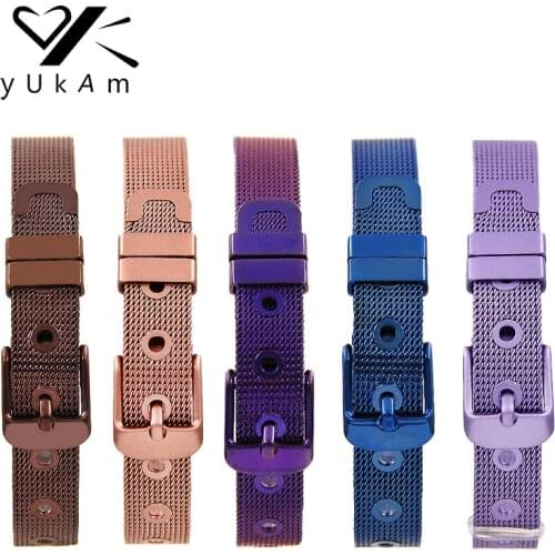 YUKAM Women Girls Stainless Steel Purple Coffee Pink Lavender Blue Mesh Keeper Bracelets Set for DIY Slide Charms Jewelry Making