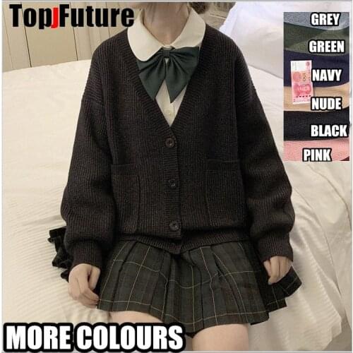 OVER SIZE Spring Cosplay School Uniform Sweater For Girls Women Long Sleeve Knitted Japanese Sailor Uniform Cardigans