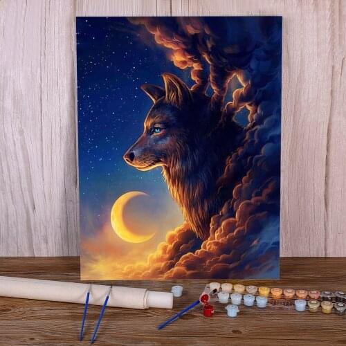 Wolf Animal Coloring By Numbers Painting Package Oil Paints 50*70 Picture By Numbers Photo Decorative Paintings Drawing
