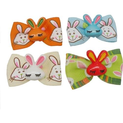 100PC/Lot Lovely Rabbit Dog Hair Bows Easter Dog Accessories Ribbon Cat Dog Grooming Bows Pet Supplies