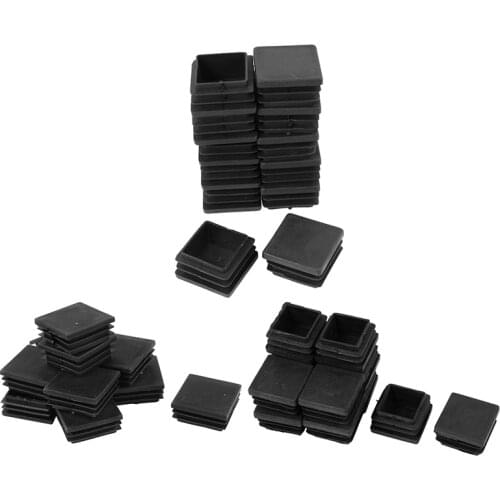 12 Pcs Plastic Ribbed Square End Caps Tube Insert Black