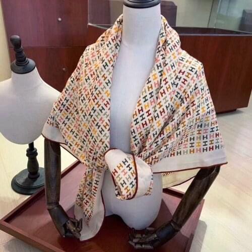 135*135cm Delicate Warmer Sheep-cashmere Thin Scarf letter Printed Velvet Shawl Dual-use Large Square Scarf Wraps Scarves