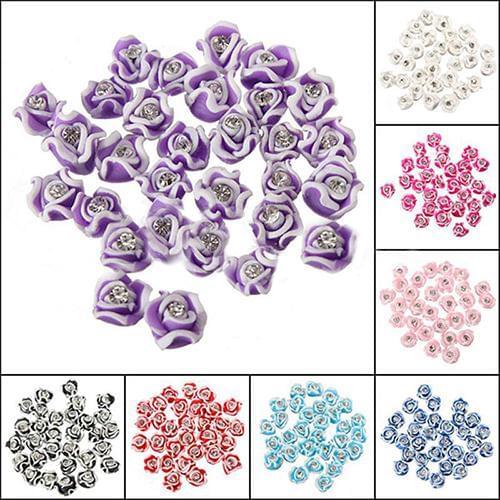 20 Pcs Fashion Ceramic Rhinestone 3D Rose Flower Nail Art Decorations Charms These 3D rose flower shape nail art rhinestones wil