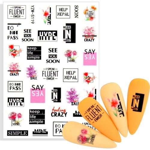 2021 NEW Adhesive Nail Art Sticker Artistic Font ABC Letter Sexy Lips Self-adhesive Decal Tattoos Sliders Manicure DIY Tools