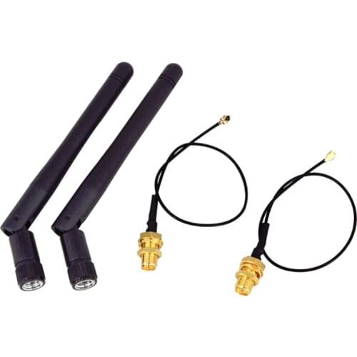4PCS/lot 2.4GHz 3dBi WiFi 2.4g Antenna Aerial RP-SMA Male wireless router+ 17cm PCI U.FL IPX to RP SMA Male Pigtail Cable