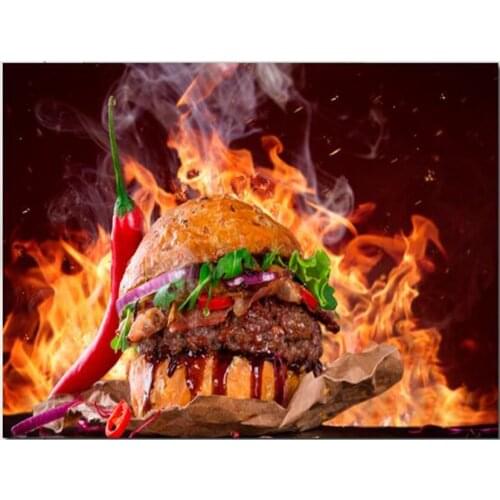 Hot spicy burgerys 5d diy diamond painting full square round resin diamond mosaic embroidery food picture kitchen decor WG1476