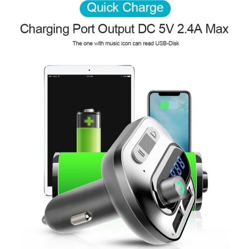 Bluetooth 4.1 Car Quick Charger LED Display Charging Adapter Dual Port USB Adapter Hands-free Phone Call Display