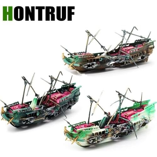 Fish tank landscaping decoration pneumatic shipwreck aquarium pirate ship fish shrimp crab dodge house oxygen bubble decoration