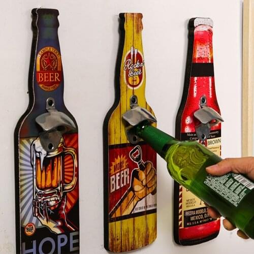 Wooden Wall Bottle Opener Retro Beer Bottle Opener Wall Hanging Cafe Bar Restaurant Vintage Decor Wall Pendant Nordic Home Decor