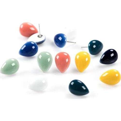 Geometric Drop Shape Multicolor Abstract Ceramic Earrings Fashion Gift Ear StudsJewelry Wholesale For Women Girl #LY121