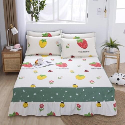 Cotton Bed Skirt Elegant Bedspreads For Bed Queen King Size Bed Fitted Sheet Skirt Covers With Ruffles Printed Mattress Cover