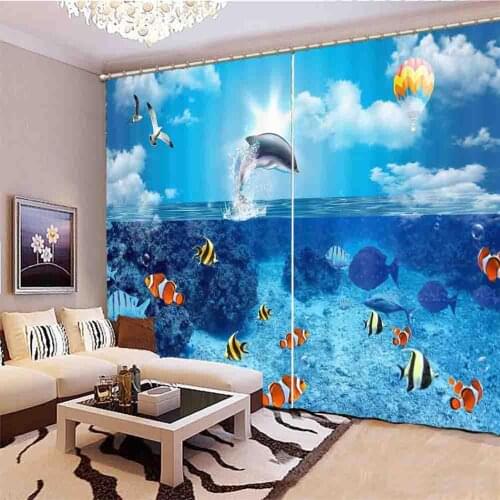 Customize HD Windows Curtains Underwater World Curtains For Bedroom Living Room Home Goods Curtains занавески для кухни